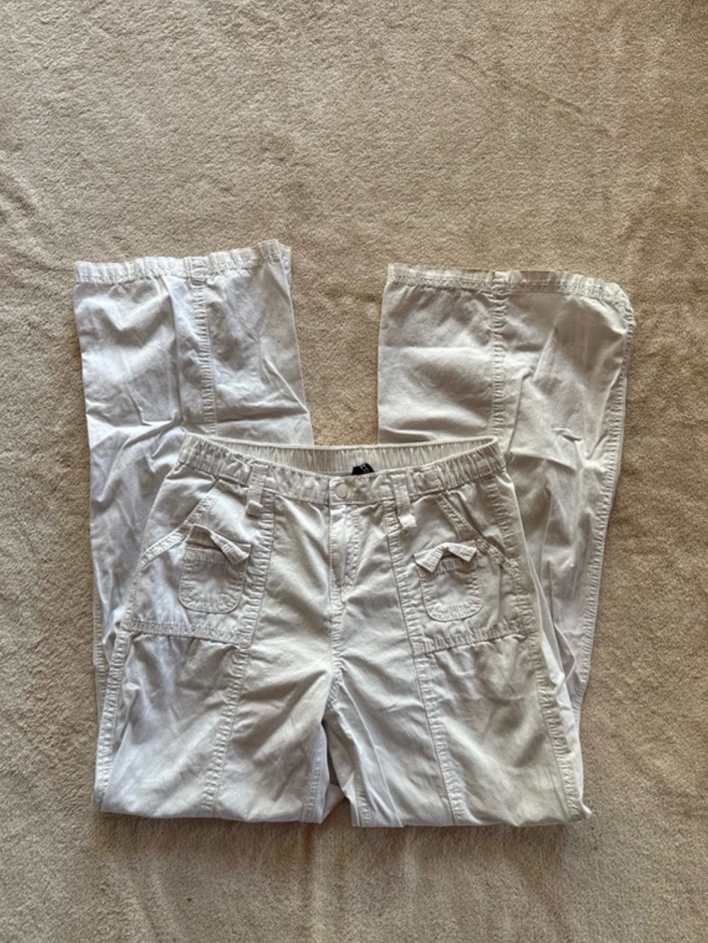 H&M White Wide-Leg Utility Pants